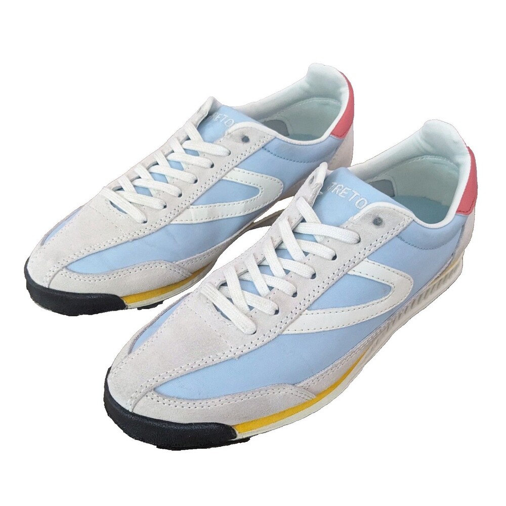 Tretorn Women's 6 Rawlins 2 Bianco Blue Multi Suede Leather Sneakers High Style